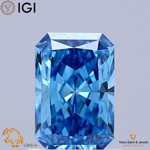 เพชร CVD ผลิตในห้องปฏิบัติการ พร้อมใบรับรอง IGI น้ำหนัก 1.00 กะรัต สีฟ้าสดใสแฟนซี ความสะอาดระดับ VVS2 ทรงรัศมี สำหรับใช้ทำเครื่องประดับ - Product Image 1