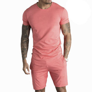 Conjuntos de verano para hombre, conjuntos personalizados de verano unisex de algodón para hombre, conjunto de dos piezas de camiseta y pantalones cortos con lavado ácido. - Product Image 1
