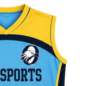 <b>Men</b> Light Blue Yellow Basketball Jersey Sleeveless Sports Uniform Athletic Team Wear Training Match Performance Apparel - Product Image 5