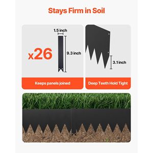 Set da 24 Bordatori per Giardino in Acciaio Zincato 40 x 8 Pollici, Bordatori in Metallo Resistenti con 26 Clip di Montaggio - Product Image 3