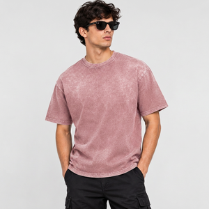Camiseta Extra Grande Personalizada para Hombre, 100% Algodón, Estilo Vintage Lavado, Streetwear con Detalle Gráfico en Parche, Hombros Caídos, Corte Casual - Product Image 3