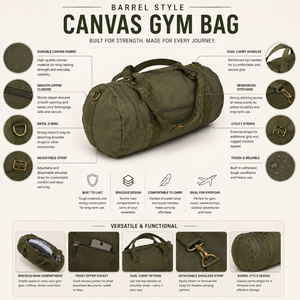 Sac de sport en toile de style baril, personnalisé, de haute qualité, en gros |   Hommes Femmes Fitness Gym |   Sac robuste 2026 - Product Image 5