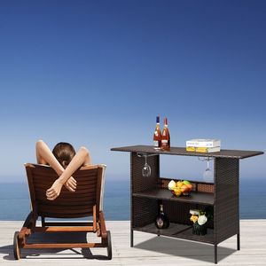 Elegante Tavolo da Bar Moderno con Gradiente Marrone, Bellissimo Arredamento in Legno e Acciaio per Casa, Hotel, Ristoranti, Eventi e Banchetti - Product Image 3