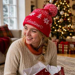 Gorro Personalizado con Logotipo/Texto, Gorro de Punto Cálido, Gorro de Invierno Unisex, Gorros con Monograma a Juego para Niños y Adultos, Regalo de Navidad - Product Image 5