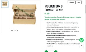 Wooden Box 9 Compartments Organizer Storage Case for Clock Tools Clock Repair Tools Hand Tool |Item No GS-152B - Product Image 3