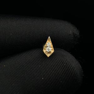 Charming 10K Gold Vintage Style Lab Grown Diamond <b>Stud</b> For Tragus And Conch Piercing - Product Image 2