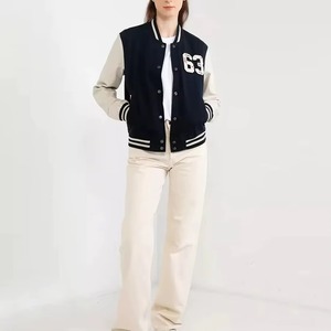 High Quality Women Varsity <b>Jacket</b> Custom Wool Blend <b>Leather</b> Sleeve College Letterman Coat OEM ODM Sample Service - Product Image 2
