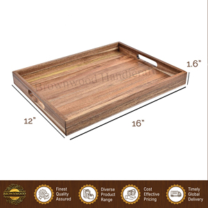 Proveedor líder de bandejas de madera de acacia de color claro quemado de alta calidad para servir alimentos en el hogar, hoteles y restaurantes - Product Image 3