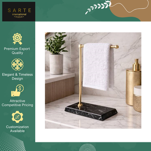 Proveedor Indio Vende Accesorios de Baño Modernos de Lujo Ecológicos de Primera Calidad, Montados en la Pared, Base de Mármol, Metal Dorado - Product Image 5