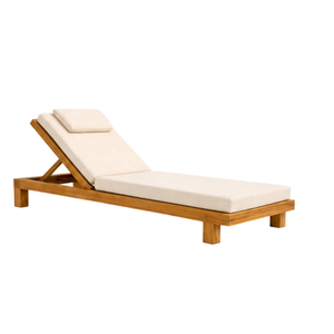 ARTERRA Modern Luxury Beach <b>Sunbed</b> Teak Outdoor Sun Lounger Set Cushioned Waterproof Weather Resistant Garden Patio Hotel Villa - Product Image 1