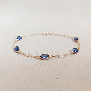 Trendy Natural Blue Sapphire <b>Gemstone</b> Bezel 925 Silver 18k Gold Plated Chain Adjustable Wedding Party Gift Women Charm <b>Bracelet</b> - Product Image 5