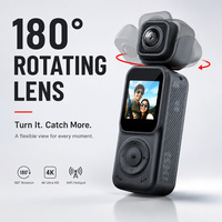 Kamera Aksi 4K Lensa Ganda dengan 180 derajat °   Lensa Putar untuk Vlog Perjalanan dan Olahraga Luar Ruangan
