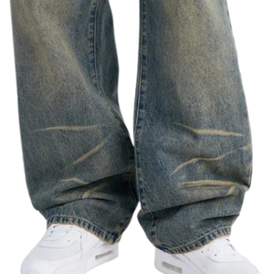 Jeans Anchos Vintage para Hombre, Lavados, Corte Regular, Estilo Casual, Desgastados, Estilo Urbano, 100% Algodón, Transpirables - Product Image 5