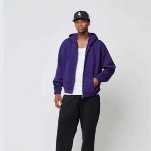 Nouveau design, sweat à capuche pour homme de couleur unie violette, pour l'hiver, manches longues surdimensionnées, tissu en molleton 100% coton, sweat à capuche zippé pour homme - Product Image 5