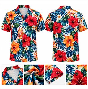 Chemise d'été décontractée pour homme, à motif floral hawaïen, extensible, tissée, respirante, à séchage rapide, écologique, avec fermeture à bouton unique - Product Image 4