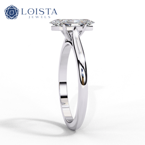 แหวนหมั้นเพชรแท้ทรงมาร์คีส์แพลตตินั่มสำหรับผู้หญิง LOISTA ได้รับการรับรองจาก GIA สี D สไตล์คลาสสิก - Product Image 2