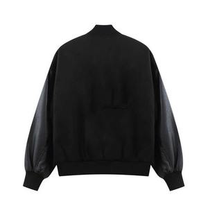 Veste varsity en laine à manches en cuir, style vintage streetwear pour homme, broderie de logo personnalisée, respirante et à séchage rapide, pour l'hiver - Product Image 2