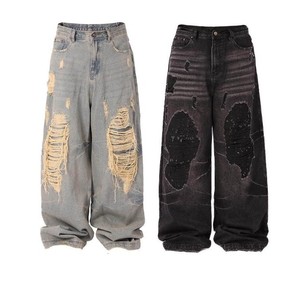 Jeans de Diseñador Personalizados de Alta Calidad Estilo Japonés Hip Hop, Rectos, Rotos, Largos, de Mezclilla Ligera, Holgados, para Hombre y Mujer - Product Image 4