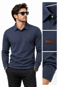 Mens Short <b>Sleeve</b> Solid <b>Navy</b> Button <b>Shirt</b> Polyester Premium Front Logo Digital Printing Knitted Fabric Breathable Casual Style - Product Image 3