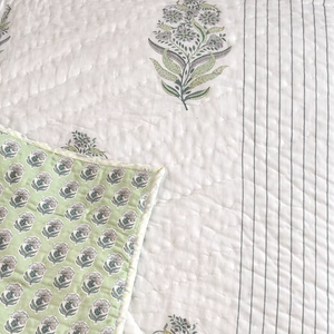 Colcha Reversible Floral 100% Algodón con Estampado a Mano, Manta Acolchada Premium Hecha a Mano, Ecológica y Sostenible - Product Image 2