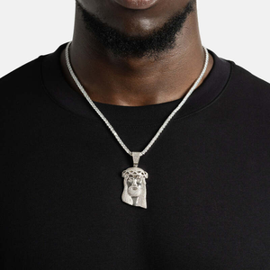 Colgante de Jesús de Moissanita Plateada, Tono Blanco, 25mm, Collar de Moda Hip Hop, Joyería de Lujo, Amuleto, Regalo, Joyería Religiosa - Product Image 2
