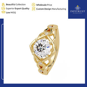 Anillos de Diamantes Solitarios de Plata de Ley 925 Hechos a Mano con Calidad Superior y Claridad VVS, con Baño de Oro, Gran Venta - Product Image 2