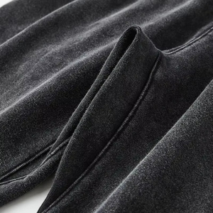 Men's Wide Leg Pants <b>Elastic</b> <b>Waist</b> Drawstring Black Cotton Casual Autumn Style Sand Washed Breathable Side Pockets - Product Image 4