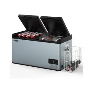 Refrigerador de Coche de 12 Voltios, 12/24VDC y 110-240V AC, 52Qt, Doble Zona, Refrigerador Portátil de 12 Voltios para Camping y Viajes - Product Image 1