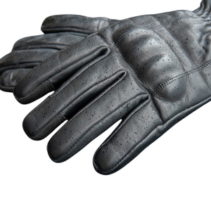 Guantes de Motocicleta Deportivos Unisex de Cuero Negro con Protección en los Nudillos, Palma Acolchada, Correa de Muñeca Ajustable y Puño Tipo Guantelete - Product Image 4