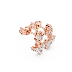 Boucles d'oreilles en or rose 18 carats avec diamants de laboratoire, forme marquise, motif feuille, pour femmes, bijoux élégants de créateur floral - Product Image 4