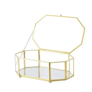 Luxury Glass Jewelry Storage Box Metal Organizer for Ring Earring Necklace <b>Dressing</b> <b>Table</b> Setup Brass Jewelry Box - Product Image 4