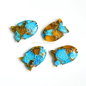 Pendentif en pierre précieuse sculptée à la main en forme de poisson, turquoise Mohave AAA, 30 mm x 20 mm, breloque poisson en cristal, vente en gros pour la fabrication de bijoux - Product Image 3