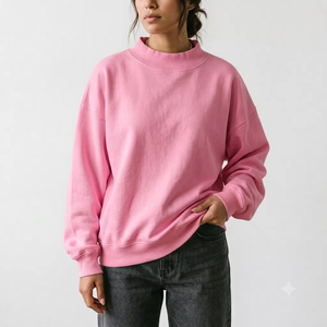 Sweat-shirt en molleton oversize pour femme, col montant, tissu brossé doux, vêtement confortable pour tous les jours, fournisseur - Product Image 1