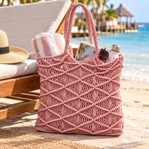 Sac au crochet fait main en cordon de coton 100% tressé, fil macramé, vente en gros - Product Image 2