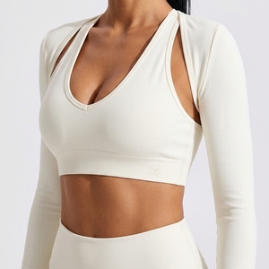 Custom Women's Yoga Set 3 Piece Slim Fit High Stretch <b>Sweat</b> Wicking Fitness Sportswear Crew Neck Backless Spandex/Nylon - Product Image 5