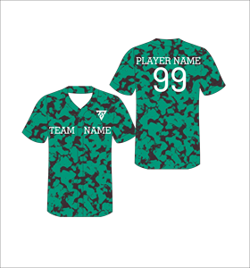 เสื้อเบสบอลแบบกำหนดเอง คอวี แขนสั้น ผ้าโพลีเอสเตอร์ซับเหงื่อ ระบายอากาศได้ดี สำหรับผู้ใหญ่ ทั้งชายและหญิง ลายพราง พิมพ์ชื่อทีมและชื่อผู้เล่น - Product Image 1