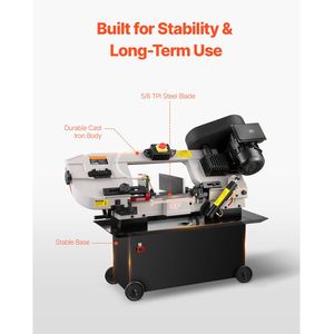 Sega a Nastro Orizzontale Usata da 1.1 kW per Metallo, Capacità di Taglio Rettangolare 7 x 12, 110/220V, con Ingranaggi per Taglio Verticale del Metallo - Product Image 5