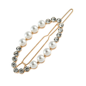 <span class=keywords><strong>Barrettes</strong></span> et pinces à <span class=keywords><strong>cheveux</strong></span> géométriques en or et perles blanches, forme ovale, en métal, pour femmes et filles aux <span class=keywords><strong>cheveux</strong></span> longs - Product Image 2