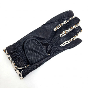 <b>Women</b> Full Finger Horse Riding <b>Gloves</b> Metallic Glitter Leopard Print Non-Slip Stretch Riding Safety <b>Leather</b> <b>Gloves</b> - Product Image 3