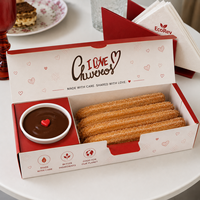 Boîte d'emballage en papier biodégradable et écologique de qualité alimentaire pour gaufres, mochi, donuts, sushis, snacks à emporter, churros et sauces - Vente en gros et personnalisable