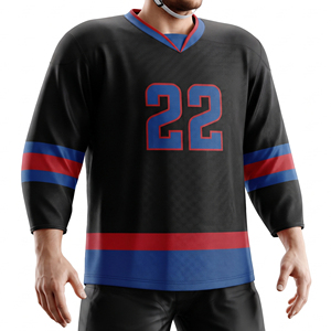 Men Ice Hockey Jersey Manufacturer Full Print Men’s Hockey Team Sportswear Jerseys Full Sleeve Men V-Neck Ice Jersey - Product Image 6