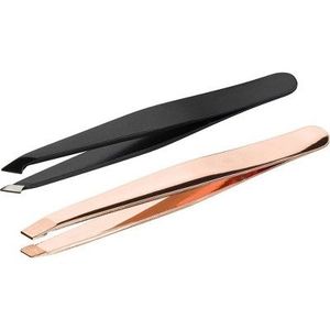 Pinzas profesionales de acero inoxidable para cejas con etiqueta privada Diseño de Punta inclinada disponible a granel - Product Image 2