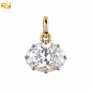 Pendentif en diamant ovale de 3 carats cultivé en laboratoire, couleur VVS2 DEF, luxe unisexe, accent en rhodium noir, pendentif en argent sterling - Product Image 1