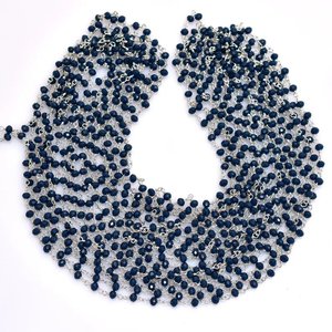 Chaîne de chapelet en saphir bleu hydro, perles rondelles facettées de 3 mm, fil plaqué argent, vente en gros - Product Image 4