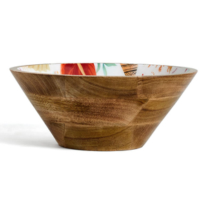<b>Large</b> Mango Wood <b>Serving</b> <b>Bowl</b> with Enamel Print Wooden Countertop Display Tableware Living Room Decor Luxury Accents Decor <b>Bowls</b> - Product Image 2