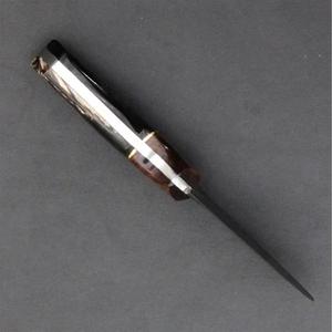 Cuchillo de Caza Personalizado Mini Cleaver, Hoja Fija de Acero Inoxidable, Punta Caída, Mango de Cuerno Negro y Madera, Garantía de 3 Años, Funda de Cuero - Product Image 5