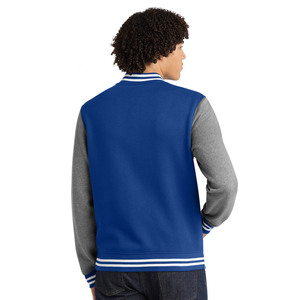 Chaqueta Varsity Azul Gris para Hombre, Corte Regular, Cuello Camisero, Tejido de Poliéster y Algodón, Ropa Exterior Informal para Otoño - Product Image 2