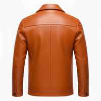 Veste en cuir longue pour homme, style décontracté urbain, avec col en textile, fournisseur d'usine sur mesure, vente en gros, veste en cuir chaude