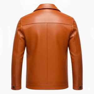 Chaqueta de Cuero Larga Estilo Casual Urbano para Hombre OEM con Cuello Textil, Proveedor de Fábrica Personalizado, Chaqueta de Cuero Cálida al por Mayor - Product Image 2