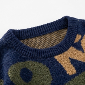 Pull tricoté personnalisé pour homme, col rond, coupe ample, manches longues, style streetwear américain, décontracté, automne-hiver, vente en gros usine - Product Image 5